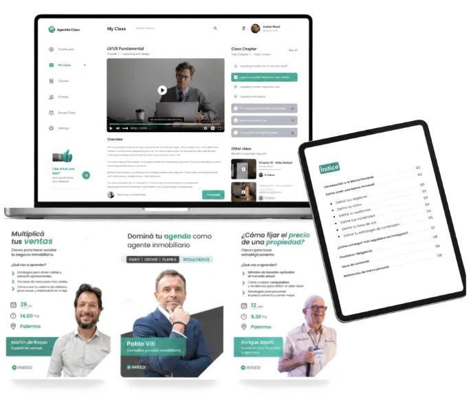 Plataforma de formación de INRED: clases, agenda y materiales para inmobiliarias